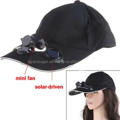 Solar Sun Power Fan Cap+Rechargeable
