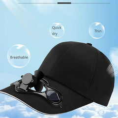 Solar Sun Power Fan Cap+Rechargeable
