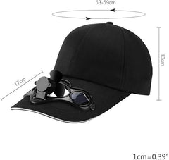 Solar Sun Power Fan Cap+Rechargeable